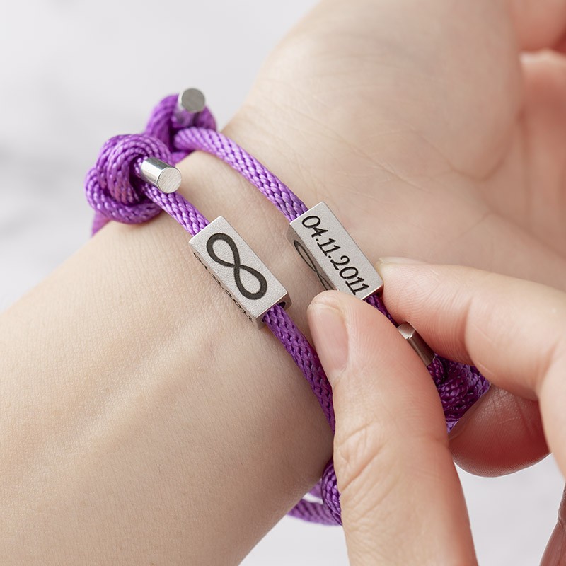 Custom Promise Couple Matching Magnetic Personalized Bracelets Set of 2