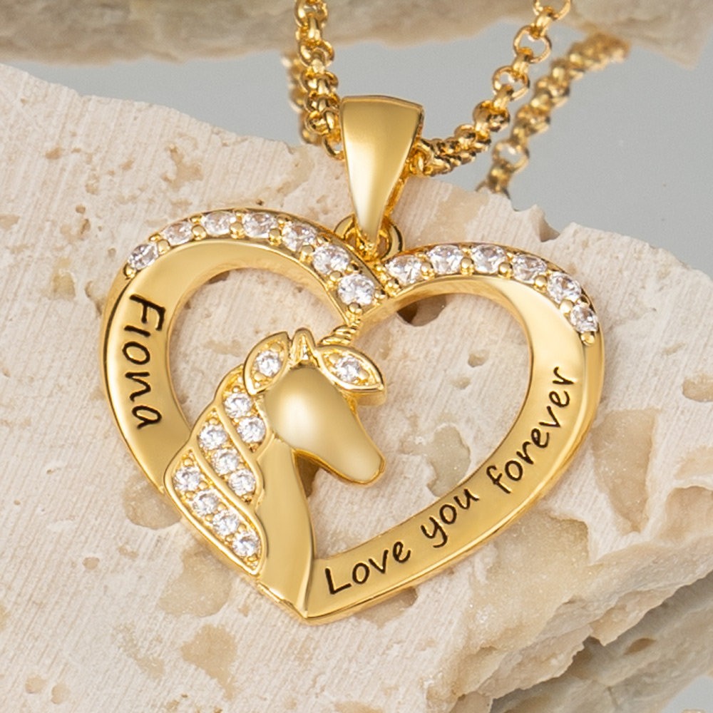 Personalized Unicorn Name Heart Necklace for Little Girl