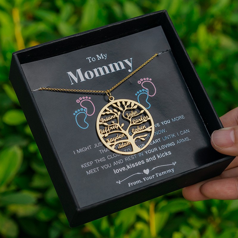 Personalized Family Tree Name Engraved Necklace To My Mom Gift
