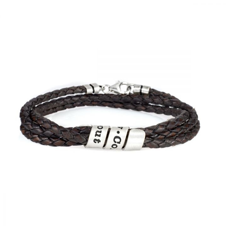 Mens Personalized Engraved Name Leather Bracelets With 1-10 Names