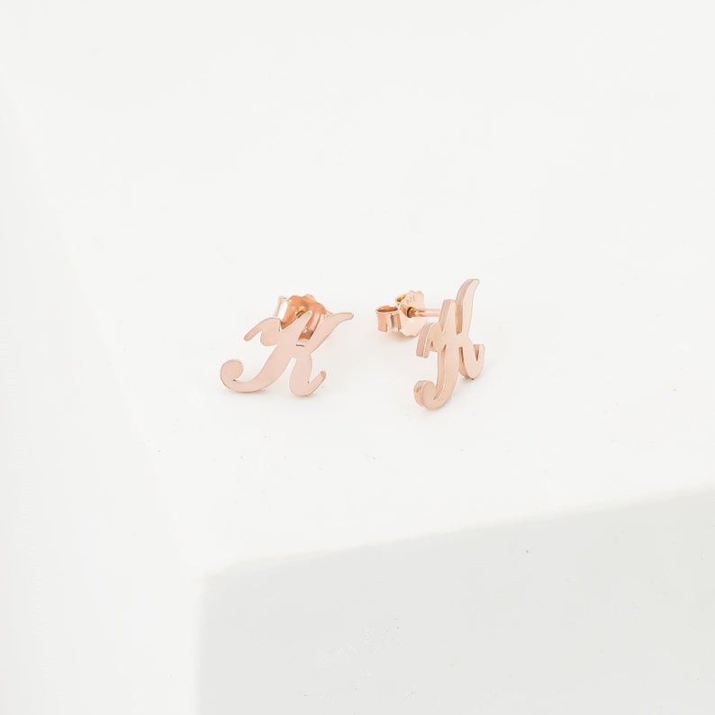 S925 Silver Personalized Initial Letter Name Earrings