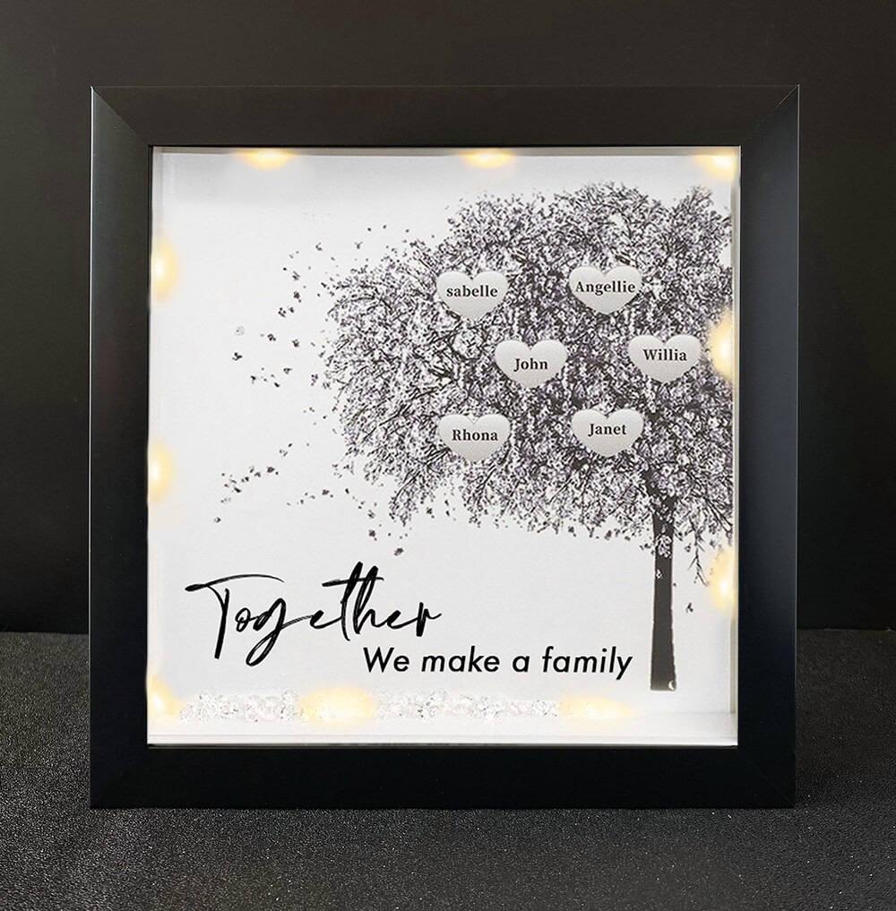 Together We Make a Family Personalized Family Tree Name Black Frame Home Decor