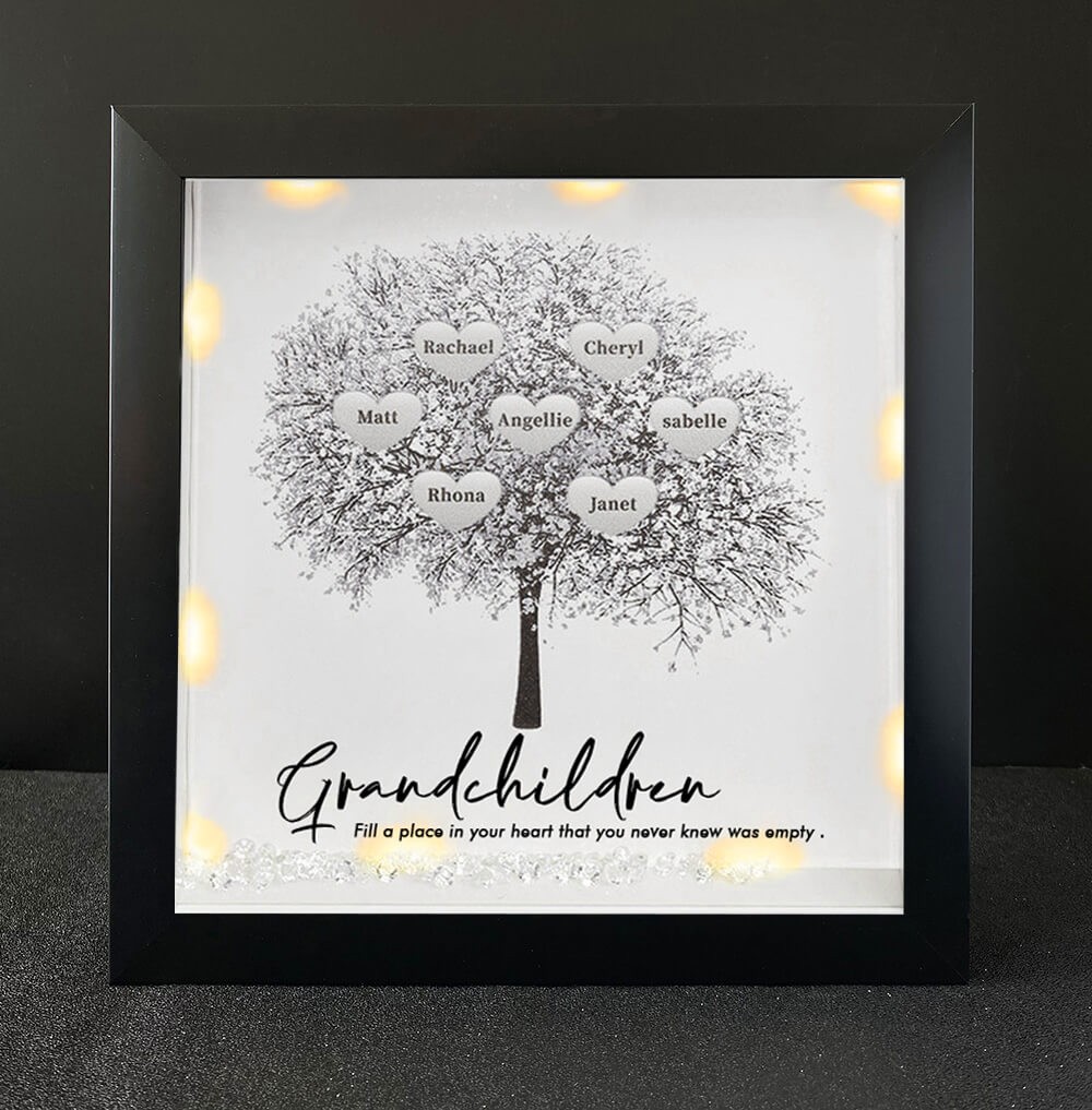 Personalized Family Tree Grandchildren Name Black Frame Home Decor For Grandma