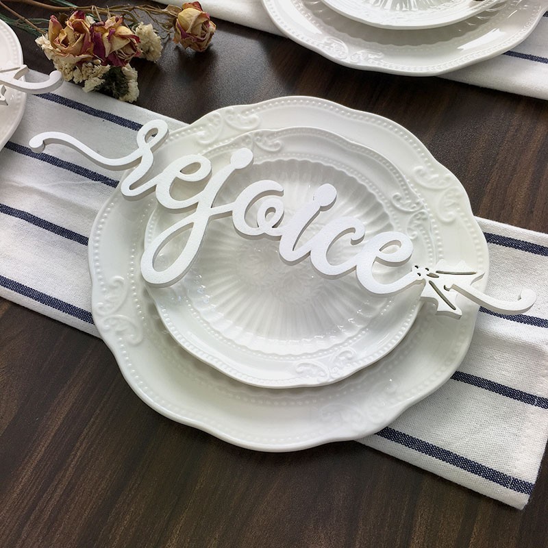 Thanksgiving Place Cards For Dining Table Decor Rejoice Words Sign