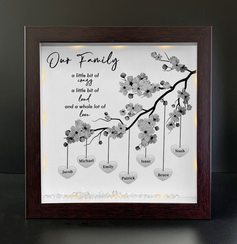 Personalized Family Tree Name Red Oak Frame Home Decor