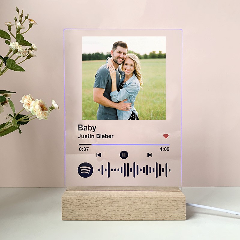 Personalized Photo Music Song Plaque Night Light Home Decor Valentine's Day Anniversary Gift Ideas