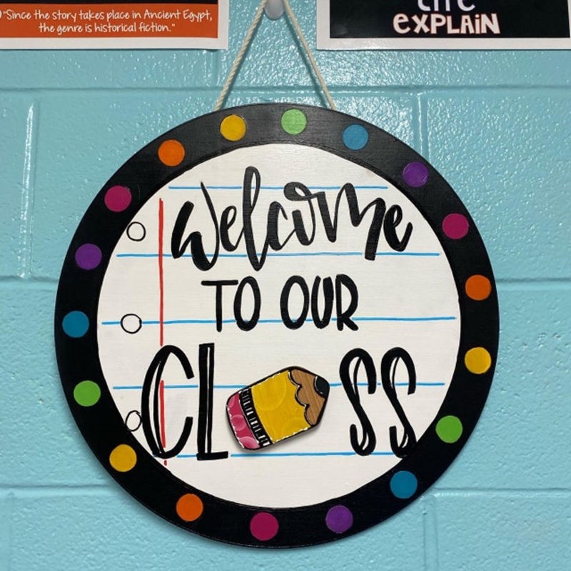 Wooden Teacher Classroom Door Hanger Back To School Welcome Sign