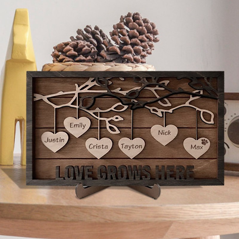 Custom Family Tree Sign With Kids Name For Mother's Day Christmas Love Grows Here