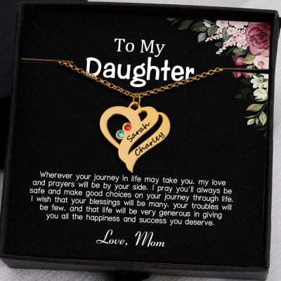 To My Daughter Heart Necklace From Mom With Personalized Name For Girl