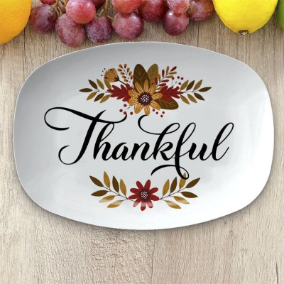 Thankful Platter Thanksgiving Food Plate Fall Table Decor
