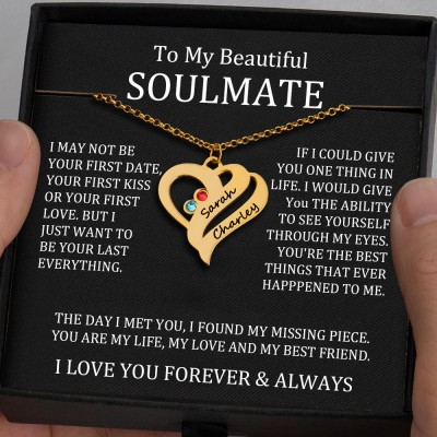 To My Soulmate Heart Necklace With Personalized Name For Valentine's Day