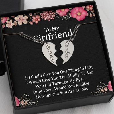 To My Girlfriend Necklace Personalized Couple Name Necklace Valentine's Day