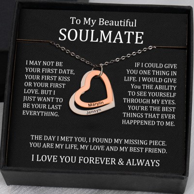 To My Soulmate Personalized Heart Necklaces With Name For Valentine's Day