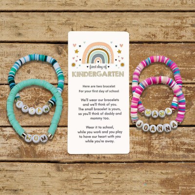 Custom Back to School Bracelet First Day of Kindergarten Kids Gift for Mama and Me