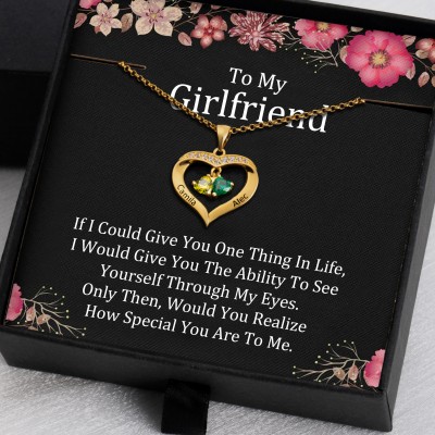To My Girlfriend Gift Ideas Personalized Heart Necklace With Her and Him Names For Valentine's Day