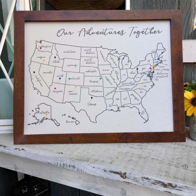Push Pin USA Travel Map For Couples Custom Anniversary Gifts Home Wall Decor
