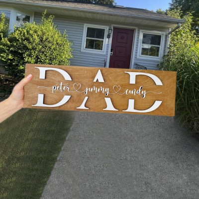 Personalized Dad Wood Sign Plaque With Name Engraving For Birthday Father's Day Christmas