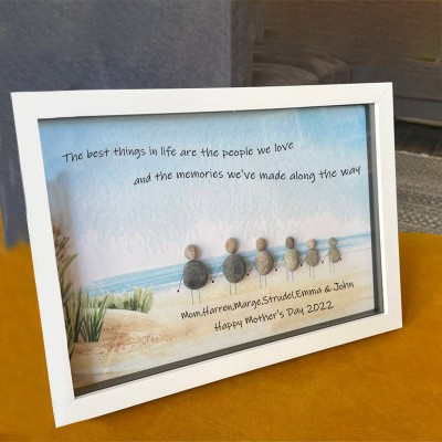 Personalized Pebble Art Frame For Family Christmas's Day For Mom Grandma