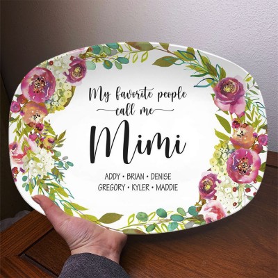My Favorite People Personalized Platter for Grandma With Grandchildren's Name