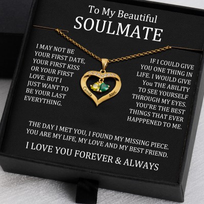 To My Soulmate Gift Ideas Personalized Heart Necklace With Name For Valentine's Day