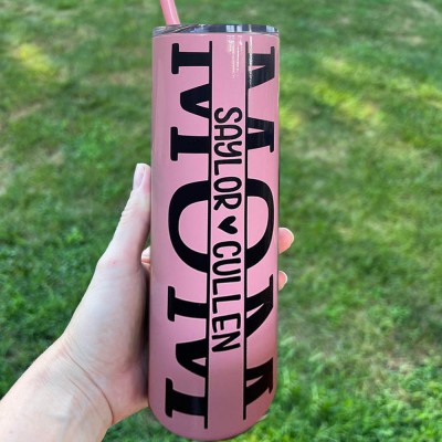 Personalized Mom Tumbler With Kids Name For Mother's Day
