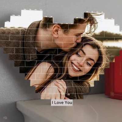 Custom Heart Photo Block Puzzle Building Brick For Soulmate Valentine's Day Anniversary