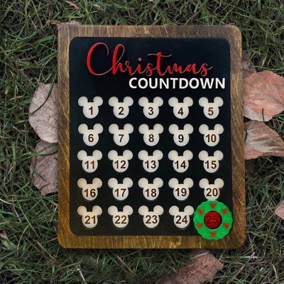 Christmas Advent Countdown Calendar Wood Sign Farmhouse Home Decor