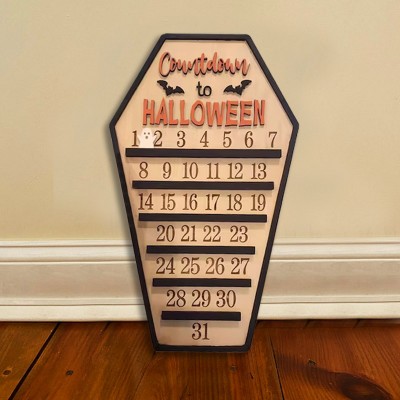 Halloween Countdown Calendar Farmhouse Wood Sign Home Decor