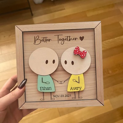 Custom Couple Wood Sign Valentine's Day Anniversary Gift