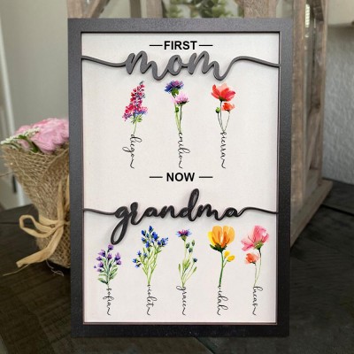 Custom Birth Flower Wood Sign Home Decor For Mom Grandma Gift Ideas