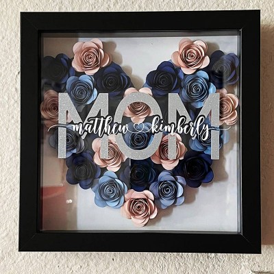 Personalized Mom Flower Shadow Box With Name For Mother's Day