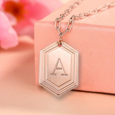 Personalized Initial Pendant Link Chain Necklace Layering Charms Gift For Her