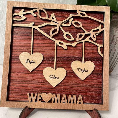 Family Tree Wood Frame Name Engraved Sign Personalized Home Decor Christmas Gift