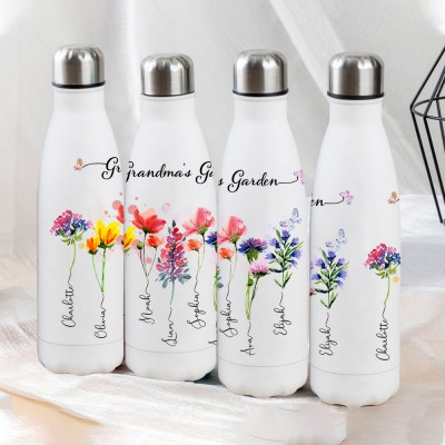 Personalized Grandma's Garden Tumbler With Grandkids Name and Birth Month Flower For Mother's Day