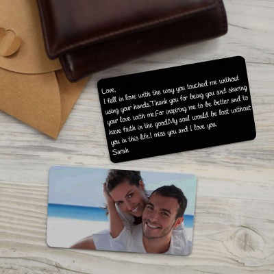 Personalized Metal Wallet Photo Card Love Note Anniversary Valentine's Day