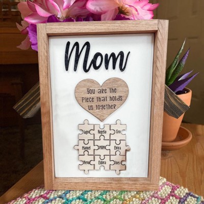 Personalized Mom Puzzle Name Sign Gift From Kids You Are The Piece That Holds Us Together Home Wall Decor For Mother's Day