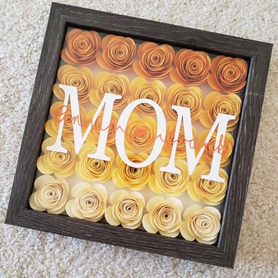 Personalized Mom Flower Shadow Box With Kids Name For Mother's Day Birthday