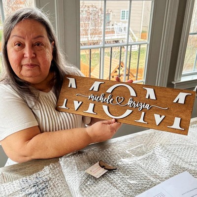 Custom Mom Wood Sign With Name Engraving For Mother's Day Birthday