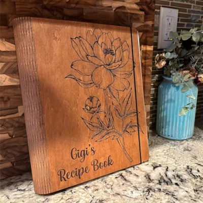 Personalized Family Wooden Gigi's Recipe Book For Mom Grandma Christmas Day Gift Ideas