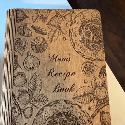 Custom Family Wooden Mom's Recipe Book For Grandma Christmas Day Gift Ideas