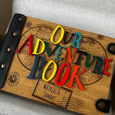 Our Adventure Book Personalized Wood Travel Photo Album For Valentine's Day Anniversary Gift Ideas