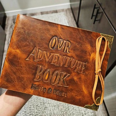 Our Adventure Book Personalized Leather Photo Album For Valentine's Day Anniversary Gift Ideas