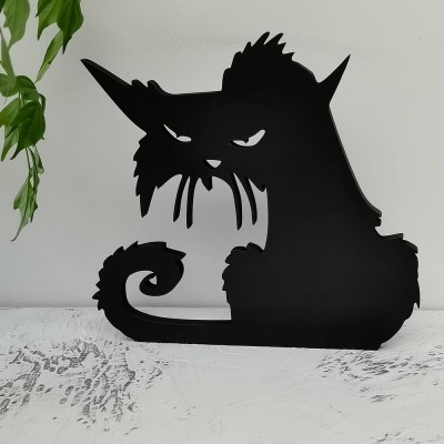 Angry Cat Sign Halloween Home Tier Tray Decor