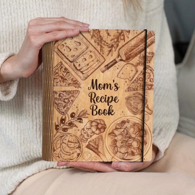 Custom Family Wood Recipe Book For Mom Grandma Christmas Day Gift Ideas