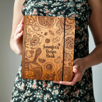 Custom Family Wood Recipe Book For Christmas Day Gift Ideas