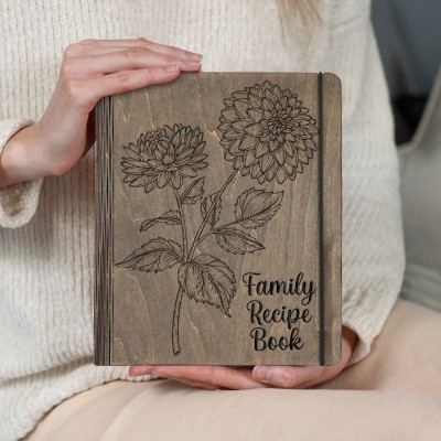 Personalized Family Wood Recipe Book For Mom Grandma Christmas Day Gift Ideas