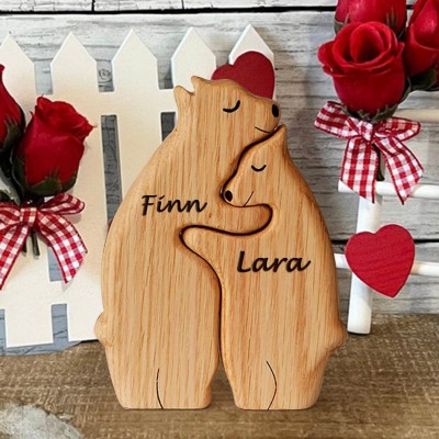 Custom Couple Bear Puzzle Anniversary Wedding Family Keepsake Gift For Valentine's Day