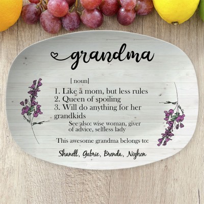 Personalized Grandma Platter With Grandchildren Name For Mother's Day