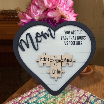 Personalized Mom Puzzles Name Sign From Kids Gift You Are The Piece That Holds Us Together Home Wall Decor For Mother's Day