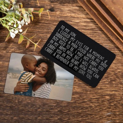 Personalized Metal Wallet Photo Card Love Note Anniversary Gift For Mom